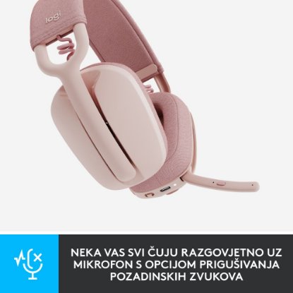 Slušalice LOGITECH Zone Vibe 100, bežične, BT, roze