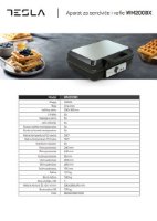 Aparat za vafle TESLA WM200BX, 1000 W, 220 C, crni-inox