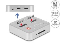 Docking station DELOCK 1 x M.2 NVMe SSD + 1 x M.2 SATA SSD with SD Express (SD 7.1) Card Reader and clone function