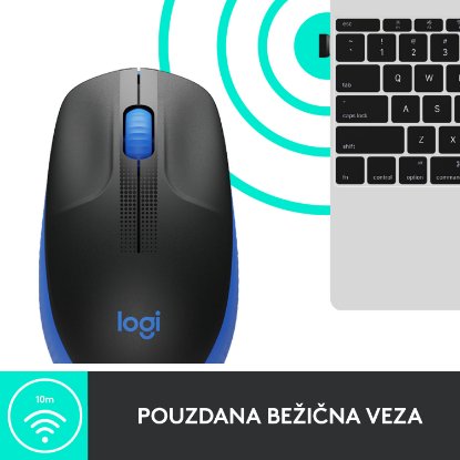 Miš LOGITECH M190, optički, bežični, 1000dpi, crno-plavi