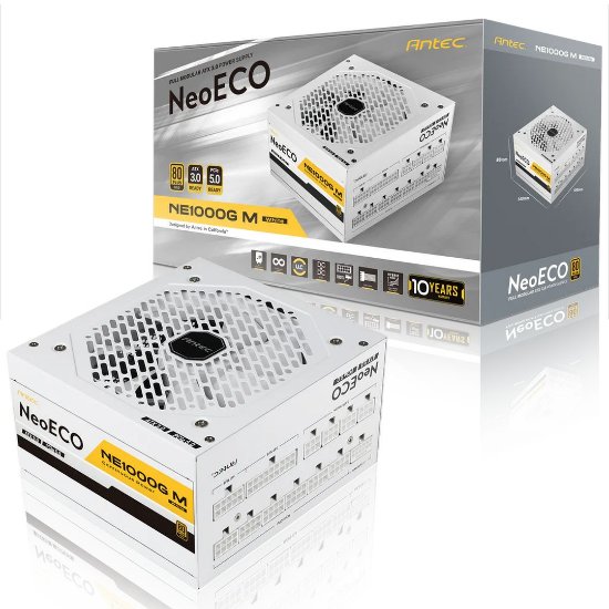 Napajanje 1000W, ANTEC NeoECO 1000G M White EC ATX3.0, 120mm vent., 80+ Gold, modularno, bijelo