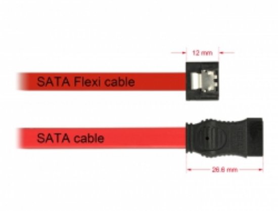 Kabel DELOCK, SATA Flexi 6GB/s, 50cm, crveni-metalni