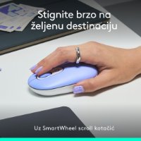 Miš LOGITECH POP, optički, bežični, USB, BT, 1000dpi, lila-bijeli