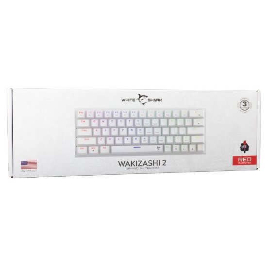 Tipkovnica WHITE SHARK GK-002211V2 Wakizashi-2, RGB, crveni switch, mehanička, US/HR, bijela