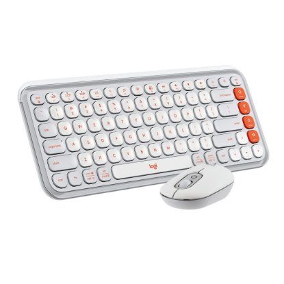 Tipkovnica + miš LOGITECH POP Icon Combo, bežična, US Layout, BT, bijelo-narančasta