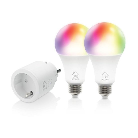 Pametni set DELTACO Starter Kit 1, 2x žarulja, 1x utičnica