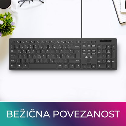 Tipkovnica OCTIO Pro K350U, USB, crna