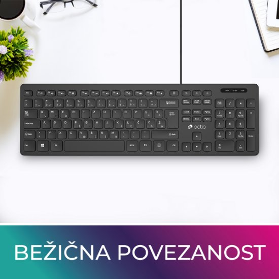 Tipkovnica OCTIO Pro K350U, USB, crna
