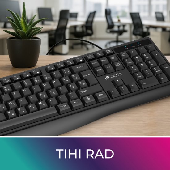 Tipkovnica OCTIO Silent K370U, USB, crna