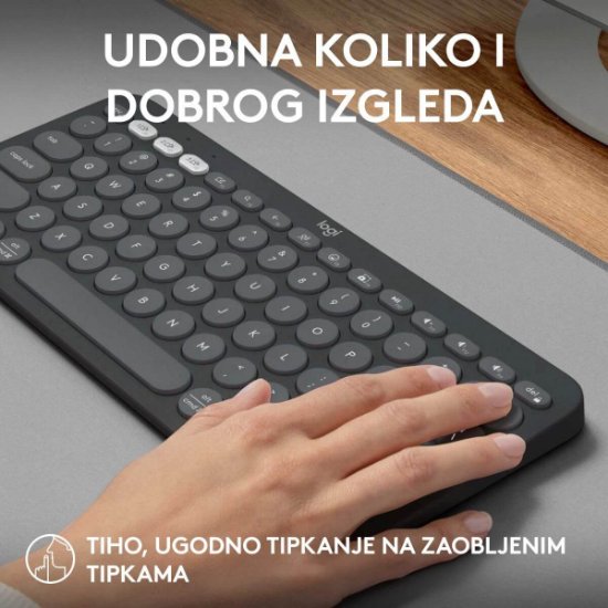 Tipkovnica LOGITECH Pebble Keys 2 K380S, BT, kompaktna, crna