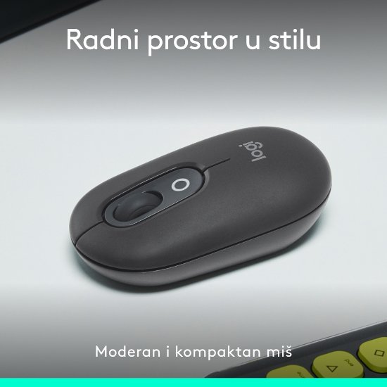 Miš LOGITECH POP, optički, bežični, USB, BT, 1000dpi, sivi
