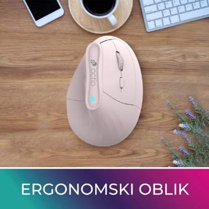 Miš OCTIO Ergo V100WBT, optički, bežični, BT,4000dpi, rozi