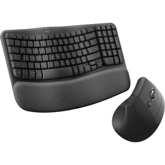 Tipkovnica + miš LOGITECH Wave Keys + Lift, ergonomska, bežična, crna