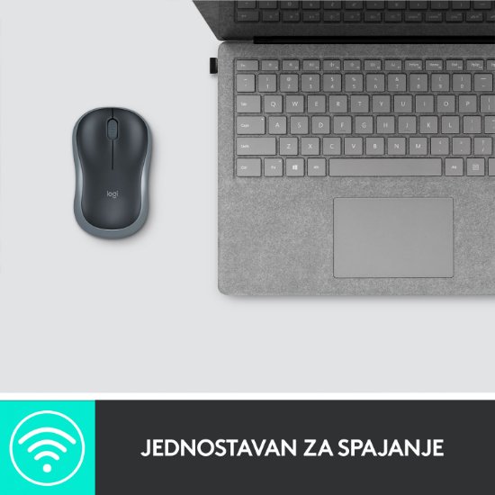 Miš LOGITECH M185, optički, bežični, 1000dpi, crno-sivi