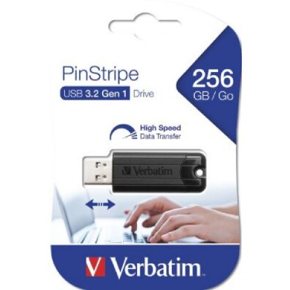Memorija USB 3.2 FLASH DRIVE, 256 GB, VERBATIM, PinStripe, crni