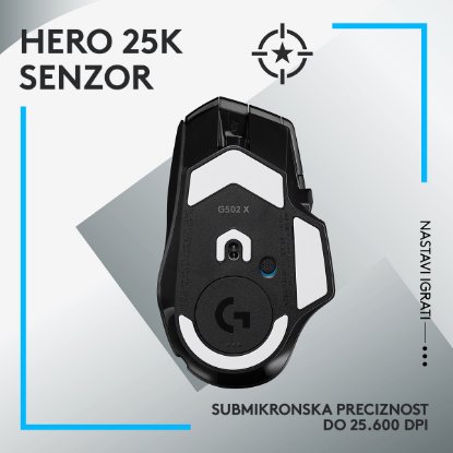 Miš LOGITECH Gaming G502 X Lightspeed, optički, 25000dpi, bežični, crni, USB