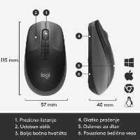 Miš LOGITECH M190, optički, bežični, 1000dpi, crni