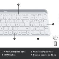 Tipkovnica + miš LOGITECH MK470 Slim Wireless, bežična, bijela