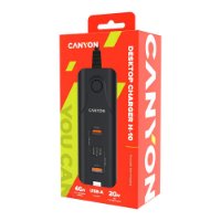 Kućni punjač CANYON H-10, 40W, 2xUSB-A, 2xUSB-C, PD, QC3.0, stolni, crni