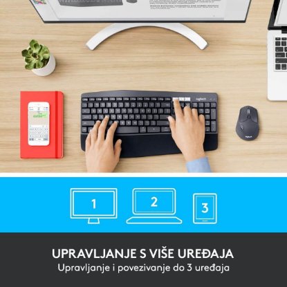 Tipkovnica + miš LOGITECH MK850 Wireless Desktop, bežična, crna, Unifying receiver USB