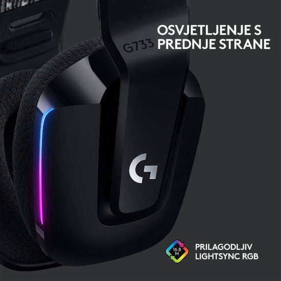 Slušalice LOGITECH Gaming G733 Lightspeed, RGB, bežične, crne