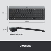 Tipkovnica + miš LOGITECH MK470 Slim Wireless, bežična, crna