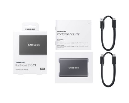 SSD vanjski 1TB SAMSUNG T7, MU-PC1T0T/WW, 1050 MB/s,USB-C, V-Nand, sivi