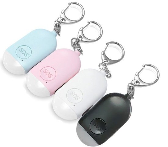 Osobni alarm ARIZA B300, privjesak, LED svjetlo, punjiva baterija, crni