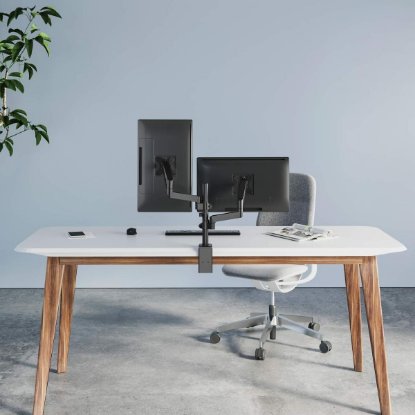 Stalak za monitor MANHATTAN 461597, za dva monitora, stolni, 17" do 32", crni