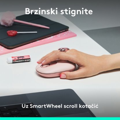 Tipkovnica + miš LOGITECH POP Icon Combo, bežična, US Layout, BT, rozo-bijela