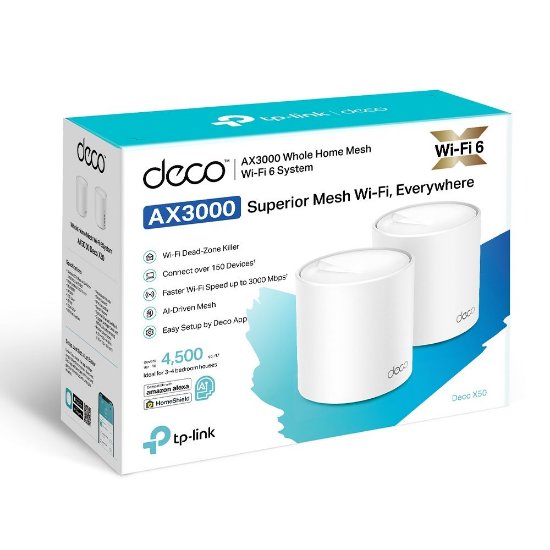 Wireless range extender TP-LINK Deco X50-2, AX-3000, Dual-Band Mesh Wi-Fi System, bežični, 2 komada