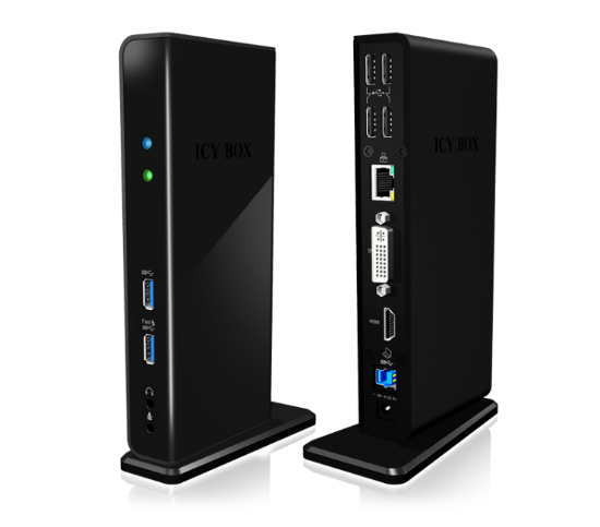 Docking station ICY BOX IB-DK2241AC, 4x USB 2.0, 2x USB 3.0, HDMI, USB 3.0 5V charger, G-LAN RJ45, DVI, za laptop