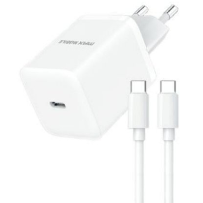 Kućni punjač MAXMOBILE SET 2u1 TR385004, USB-C + KABEL, GaN 45W, bijeli