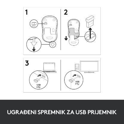 Miš LOGITECH M185, optički, bežični, 1000dpi, crno-plavi