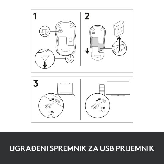 Miš LOGITECH M185, optički, bežični, 1000dpi, crno-plavi