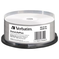 Medij BD-R VERBATIM 6x 50GB Wide White Thermal Printablni No ID, 25 kom. spindle (Double layer)