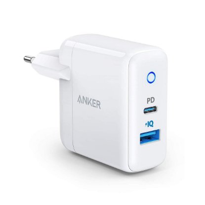 Kućni punjač ANKER PowerPort 2 1 PD i 1PIQ, USB-A i USB-C, bijeli