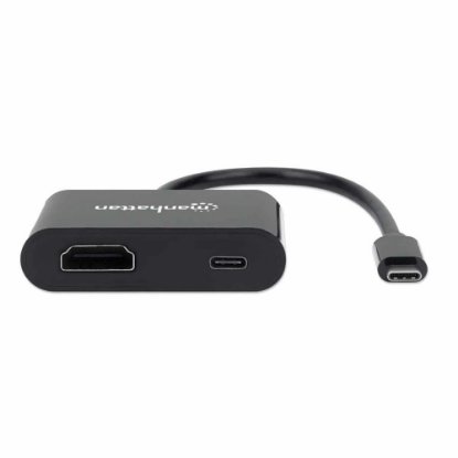 Adapter MANHATTAN, USB-C (M) na HDMI (Ž), USB-C PD, crni