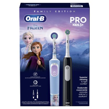 Električna četkica za zube ORAL-B Family Edition Pro Series 1 Black + Pro kids 3 , frozen, crna