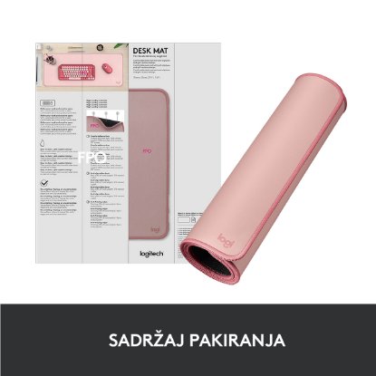 Podloga za miš, LOGITECH Desk Mat Studio, soft, roza