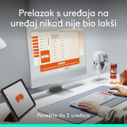 Miš LOGITECH POP, optički, bežični, USB, BT, 1000dpi, lila-bijeli