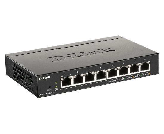 Switch D-LINK DGS-1100-08PV2, Web upravljivi, Gigabit PoE Switch, 10/100/1000 Mbps, metalno kućište, 8-port