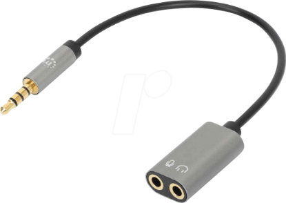 Adapter MANHATTAN, 3.5mm (M) na 2 x 3.5mm (Ž), Y-razdjelni, 0.20m