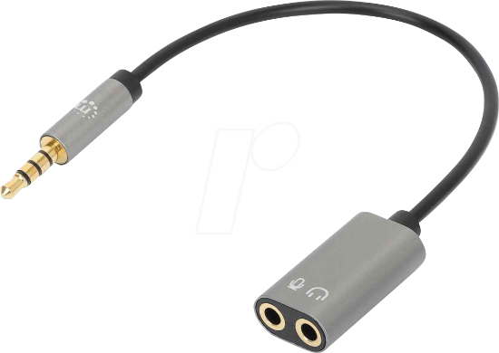 Adapter MANHATTAN, 3.5mm (M) na 2 x 3.5mm (Ž), Y-razdjelni, 0.20m