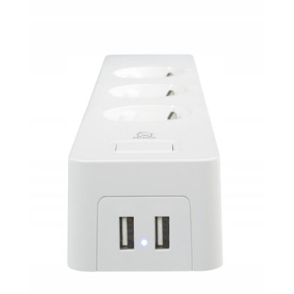 Pametni naponski kabel DELTACO SH-P03USB2, 3 utičnice, 2xUSB-A, WiFi, 1,5m, bijela
