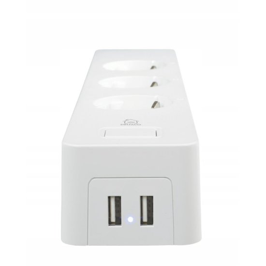 Pametni naponski kabel DELTACO SH-P03USB2, 3 utičnice, 2xUSB-A, WiFi, 1,5m, bijela