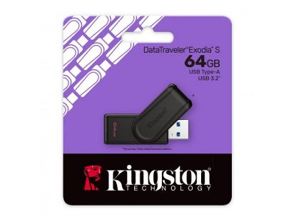 Memorija USB 3.2 FLASH DRIVE, 64GB, KINGSTON DataTraveler Exodia S DTXS/64GB, crna