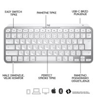 Tipkovnica LOGITECH MX Keys mini za Apple, bežična, BT, srebrna