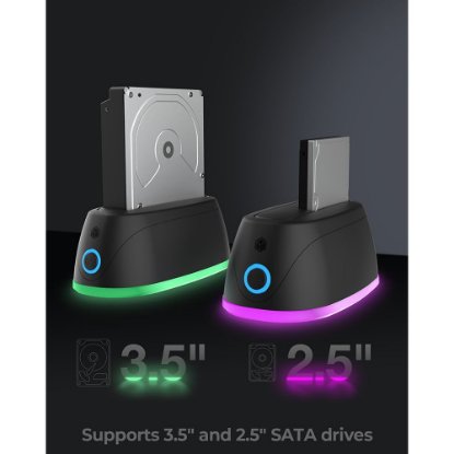 Docking station ICY BOX IB-1124L-C3, USB-A/C 3.0, 2.5"/3.5" HDD, RGB