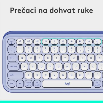 Tipkovnica LOGITECH POP Icon Keys, bežična, US Layout, BT, ljubičasto-bijela
